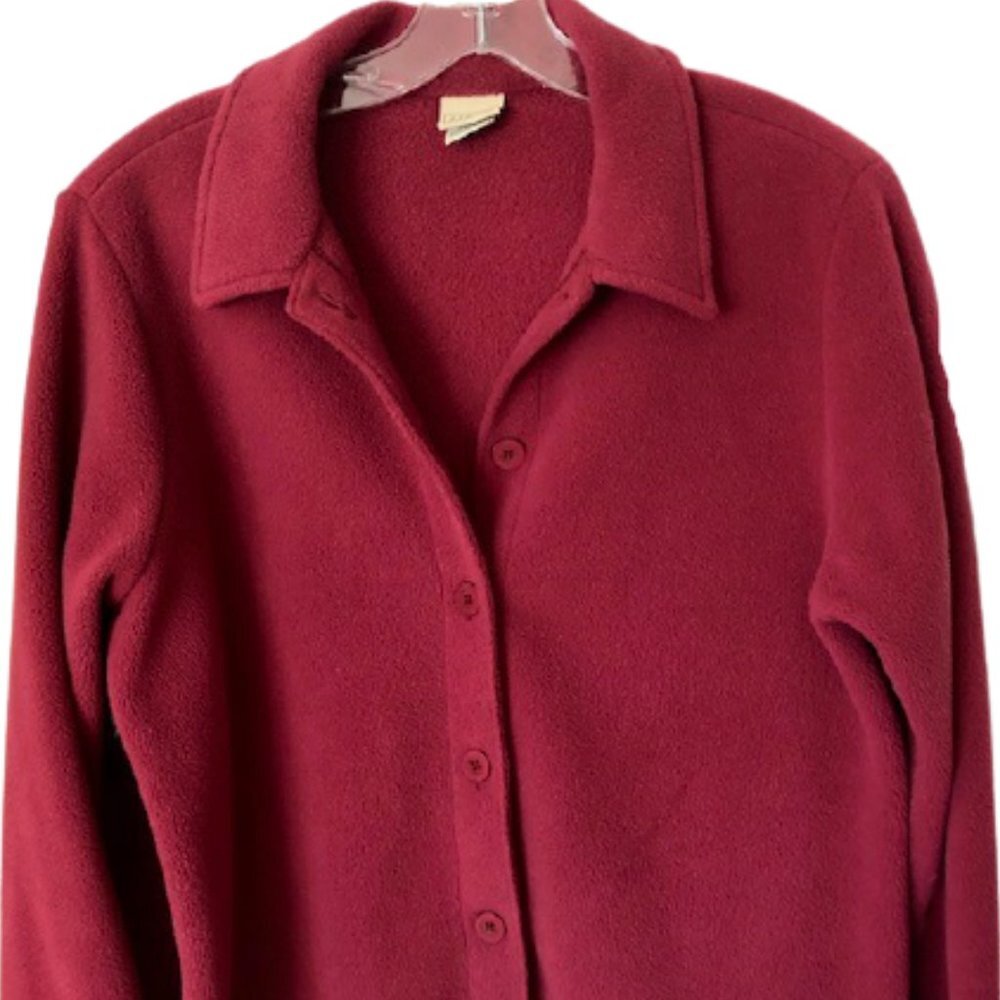L.L. Bean Maroon Polartec Fleece Blazer Jacket - M - Picture 2 of 11